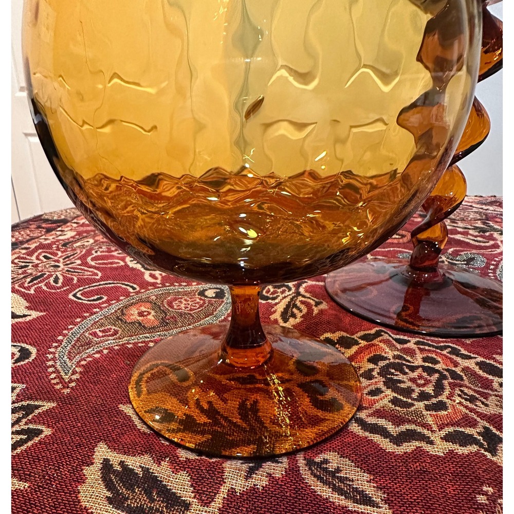 Vintage 8.5" Empoli Textured Handblown Glass, Mid-Century Made in Italy